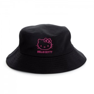 Black Hello Kitty Hello Kitty Embroidered Bucket Hat (Summer Vibes Edition) | NZ_HK39132