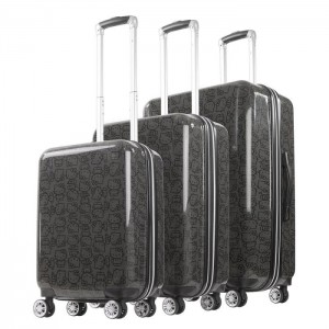 Black Hello Kitty Hello Kitty x FUL Pose 3-Pc Hardshell Luggage (Black) | NZ_HK20890