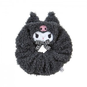 Black Hello Kitty Kuromi Cozy Plush Scrunchie (Gingham Bow) | NZ_HK85555