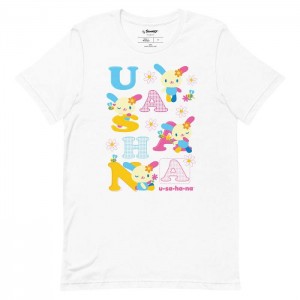 Black Hello Kitty U*SA*HA*NA Scattered Letters Tee | NZ_HK39122