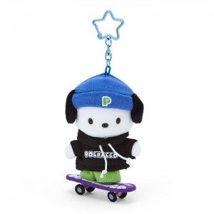 Black / Blue Hello Kitty Pochacco Plush Mascot Keychain (Sk8r Squad Series) | NZ_HK24744