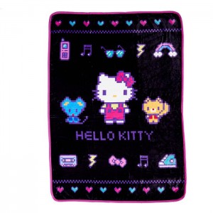Black / Pink Hello Kitty Hello Kitty Throw Blanket (Retro Pixel Series) | NZ_HK40632