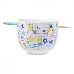 Blue Hello Kitty Hello Kitty and Friends Ceramic Ramen Bowl and Chopstick Set (Color Grid) | NZ_HK54345