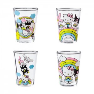 Blue Hello Kitty Hello Kitty and Friends Mini Glass 4-Piece Set (Rainbows) | NZ_HK88235