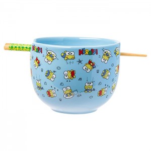 Blue Hello Kitty Keroppi Ceramic Ramen Bowl and Chopstick Set (Poses) | NZ_HK14606