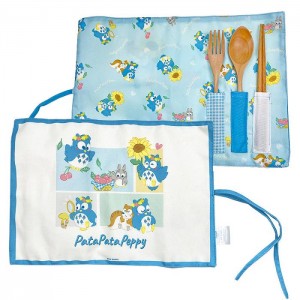 Blue Hello Kitty PataPataPeppy Wooden Travel Cutlery Set (Flower Power Series) | NZ_HK22660