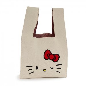 Cream Hello Kitty Hello Kitty Knit Shopper Bag (White) | NZ_HK61943