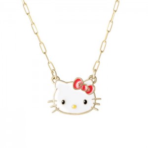 Gold Hello Kitty Hello Kitty 10K Yellow Gold Mini Link Necklace | NZ_HK39097