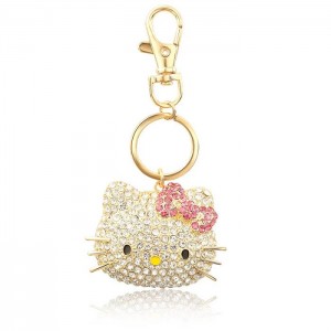 Gold Hello Kitty Hello Kitty Face Pave 3D Bling Keychain | NZ_HK53557