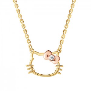 Gold Hello Kitty Hello Kitty Gold Plated Silhouette Diamond Necklace | NZ_HK55452
