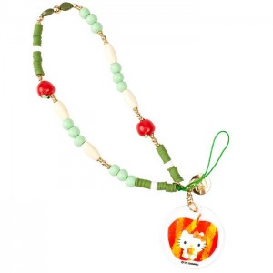 Green Multicolor Hello Kitty Hello Kitty Apple Beaded Charm Mobile Phone Wrist Strap | NZ_HK22383