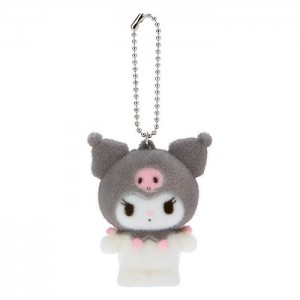 Grey Hello Kitty Kuromi Flocked Keychain Mascot | NZ_HK95705
