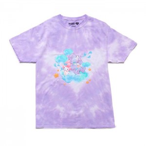 Lavender Hello Kitty My Melody x Care Bears Tie-Dye Glitter Tee | NZ_HK86964