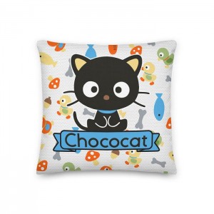 Multicolor Hello Kitty Chococat Fish & Acorns 18" Square Pillow | NZ_HK83175