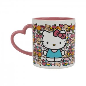 Multicolor Hello Kitty Hello Kitty 16oz Heart Handle Ceramic Mug | NZ_HK82999