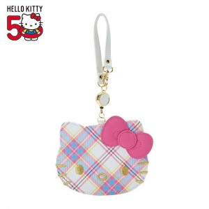 Multicolor Hello Kitty Hello Kitty Card Case with Key Reel (Hello Kitty Dress Tartan Series) | NZ_HK96553