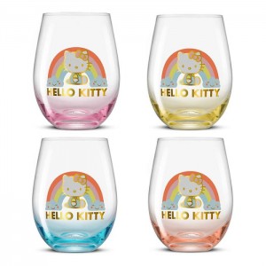 Multicolor Hello Kitty Hello Kitty Sweet Rainbow Stemless Glasses (Set of 4) | NZ_HK56927