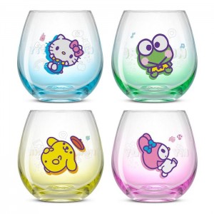 Multicolor Hello Kitty Hello Kitty and Friends Above the Clouds Stemless Glasses (Set of 4) | NZ_HK23385