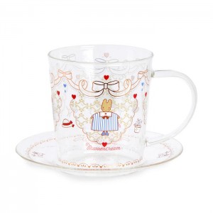 Multicolor Hello Kitty Marron Cream Glass Cup and Saucer Set | NZ_HK63966