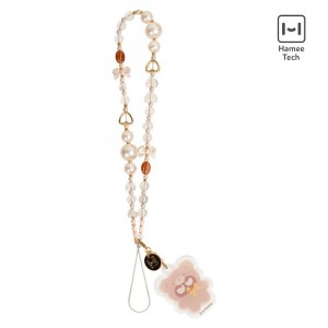 Pink Hello Kitty Badtz-maru Latte Bear Beaded Charm Mobile Phone Wrist Strap | NZ_HK42092