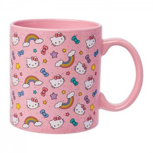 Pink Hello Kitty Hello Kitty Ceramic Mug (Stars, Bows, & Rainbows) | NZ_HK38697