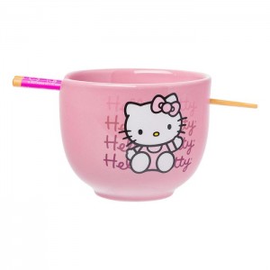 Pink Hello Kitty Hello Kitty Ceramic Ramen Bowl and Chopstick Set (Pink Wave) | NZ_HK11234
