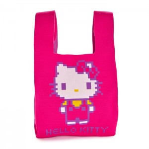 Pink Hello Kitty Hello Kitty Pink Knit Shopper Bag (Retro Pixel Series) | NZ_HK95307