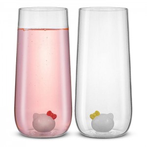 Pink Hello Kitty Hello Kitty and Mimmy 3D Icon Tall Drinking Glasses (Set of 2) | NZ_HK96058