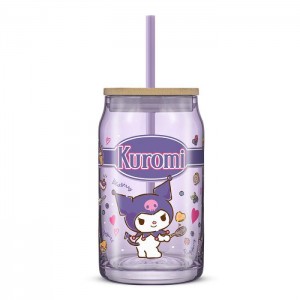 Purple Hello Kitty Kuromi Favorite Flavor Lidded Glass Tumbler | NZ_HK78099