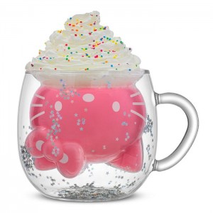 Red Hello Kitty Hello Kitty 50th Anniversary Limited Edition 3D Double Wall Glass Mug | NZ_HK61939