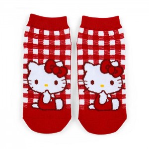 Red Hello Kitty Hello Kitty Checkered Ankle Socks | NZ_HK84175