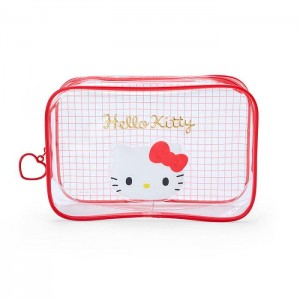 Red Hello Kitty Hello Kitty Clear Grid Zipper | NZ_HK71346