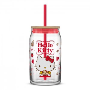 Red Hello Kitty Hello Kitty Favorite Flavor Lidded Glass Tumbler | NZ_HK33114