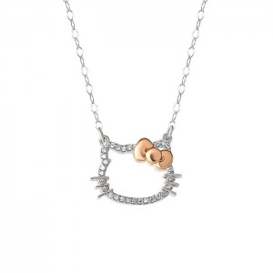 Silve Hello Kitty Hello Kitty 14K White Gold Diamond Necklace | NZ_HK78445
