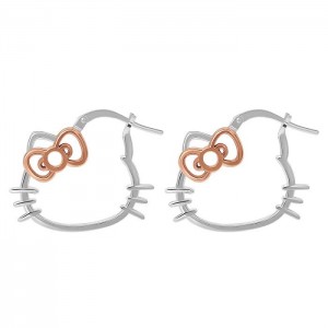Silve Hello Kitty Hello Kitty Sterling Silver Hoop Earrings | NZ_HK26683