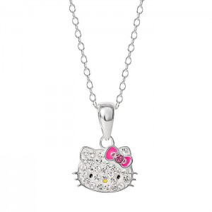 Silve Hello Kitty Hello Kitty Sterling Silver Crystal Necklace | NZ_HK37365