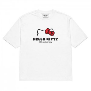 White Hello Kitty Hello Kitty 50th Anniversary Classic Oversized Tee | NZ_HK57667