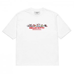 White Hello Kitty Hello Kitty Hello Everyone Oversized Tee | NZ_HK62801