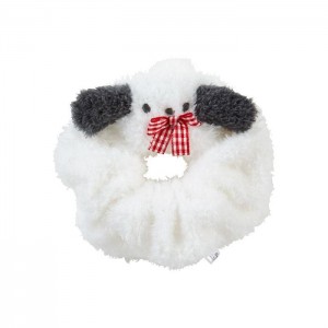 White Hello Kitty Pochacco Cozy Plush Scrunchie (Gingham Bow) | NZ_HK29498